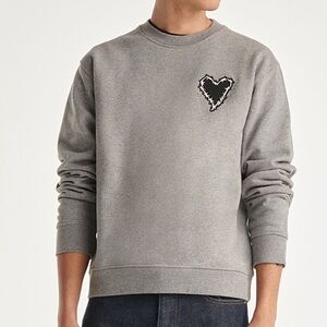 GRAY COTTON SWEATSHIRT WITH EMBROIDERED Barbed wire HEART The Kooples